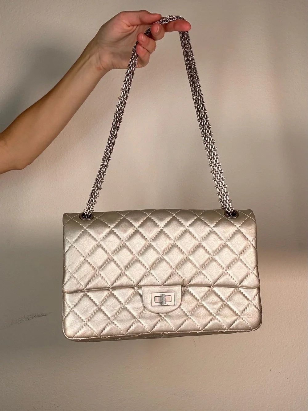 CHANEL Silver 225 Flap Bag